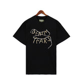 Denim Tears Black Oversized Short Sleeve Tee with Gold Denim Tears Text Graphic