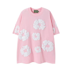 Denim Tears Pink All‑Over Cotton Wreath Print T‑Shirt