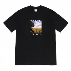 Supreme "Time" Landscape Graphic T-Shirt – Heavyweight 240g Cotton Streetwear Tee