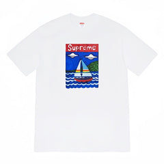 Supreme Sailboat Painting Graphic Tee – White
