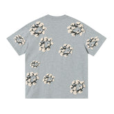 Denim Tears Light Grey Oversized All Over Beige Flower Wreath TOP