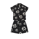 Denim Tears Black White Floral Wreath Print Camp Collar Shirt & Drawstring Shorts