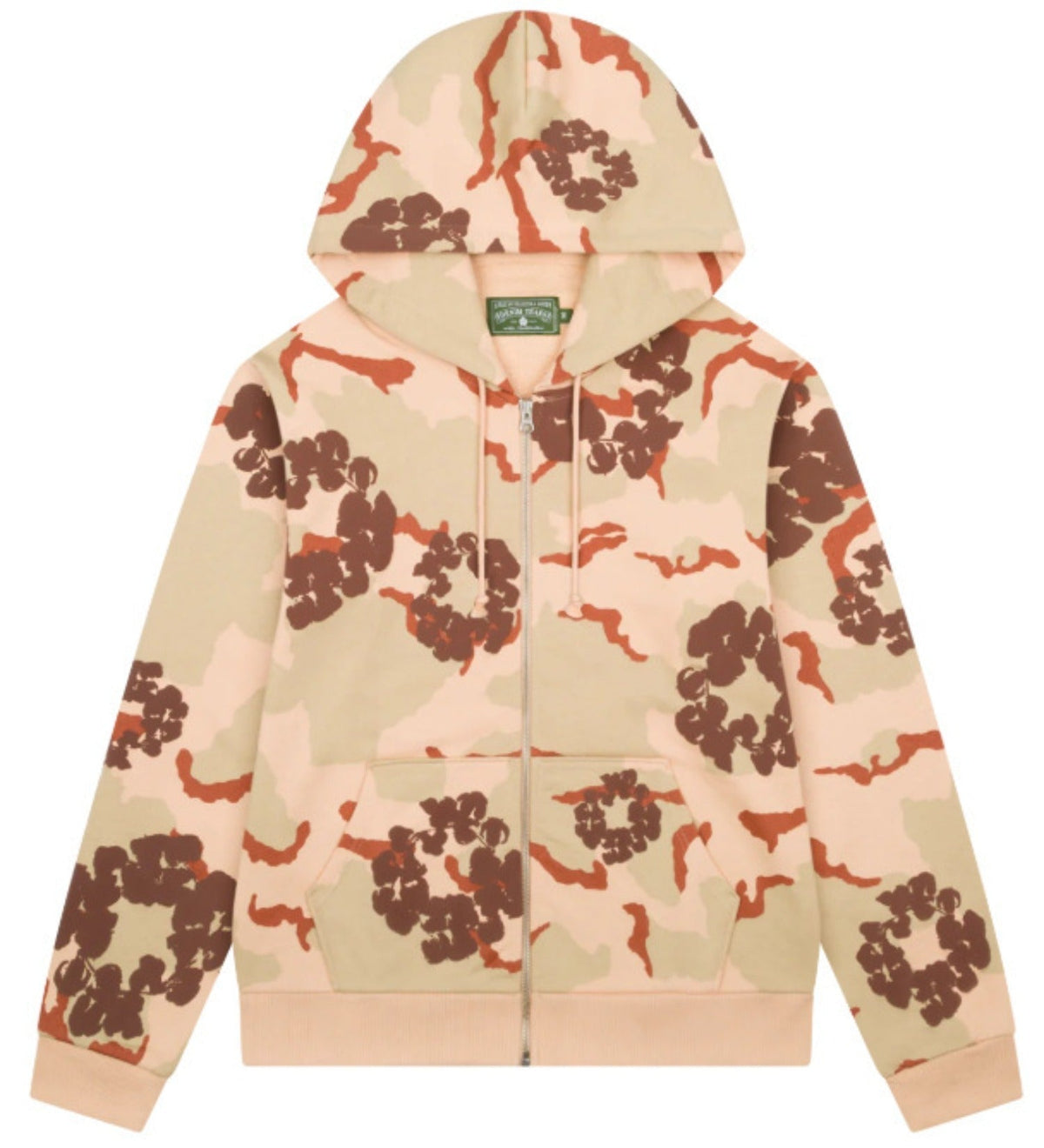 Denim Tears Desert Khaki Camo Brown Floral All Over Print Zip Up Hoodie