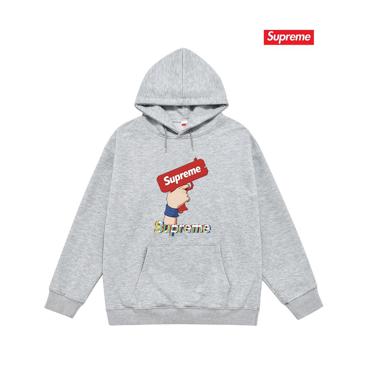 Supreme Gun Logo Hoodie – Grey