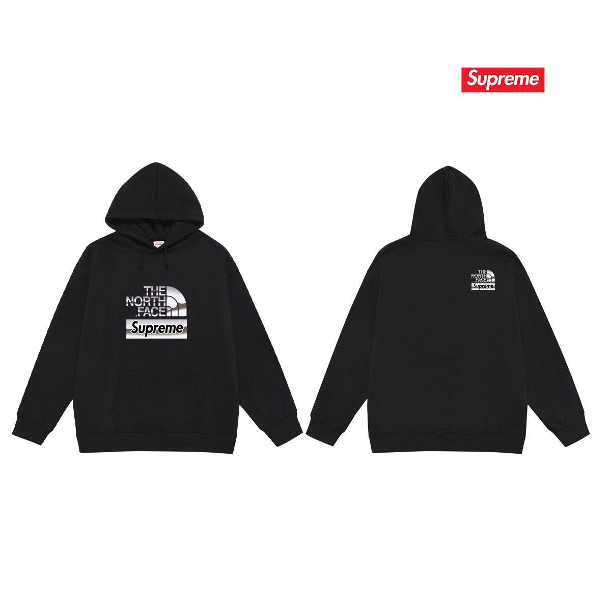 Supreme × The North Face Metallic Logo Hoodie – Black