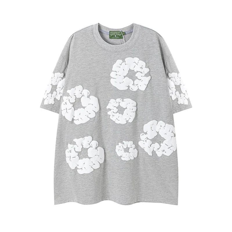 Denim Tears Heather Grey All‑Over Cotton Wreath Print T‑Shirt