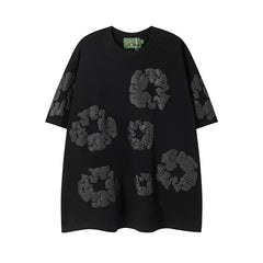 Denim Tears Black Tonal All‑Over Cotton Wreath Print  T‑Shirt