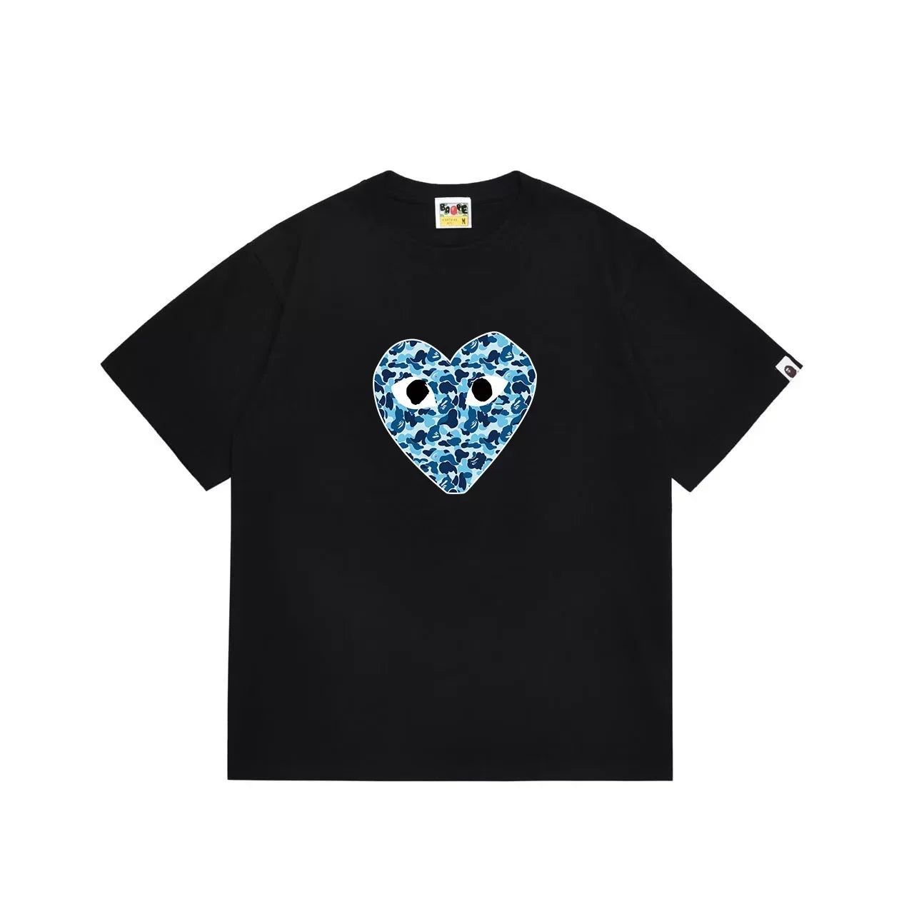 BAPE x PLAY Style Camo Heart Short-Sleeve Tee - Black/Blue