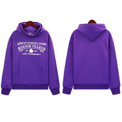 Denim Tears Vibrant Purple Vintage Gothic Letter Print Hoodie
