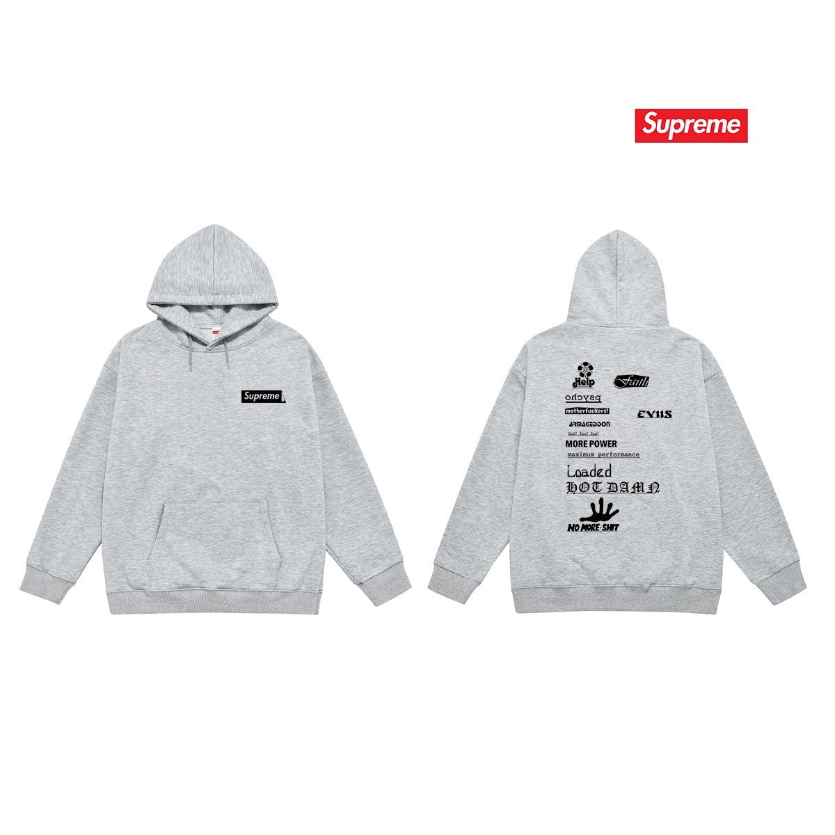 Supreme Multi-Text Hoodie – Grey