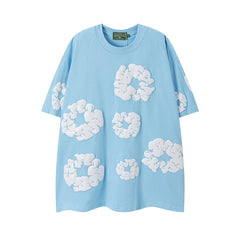 Denim Tears Light Blue All‑Over Cotton Wreath Print  T‑Shirt