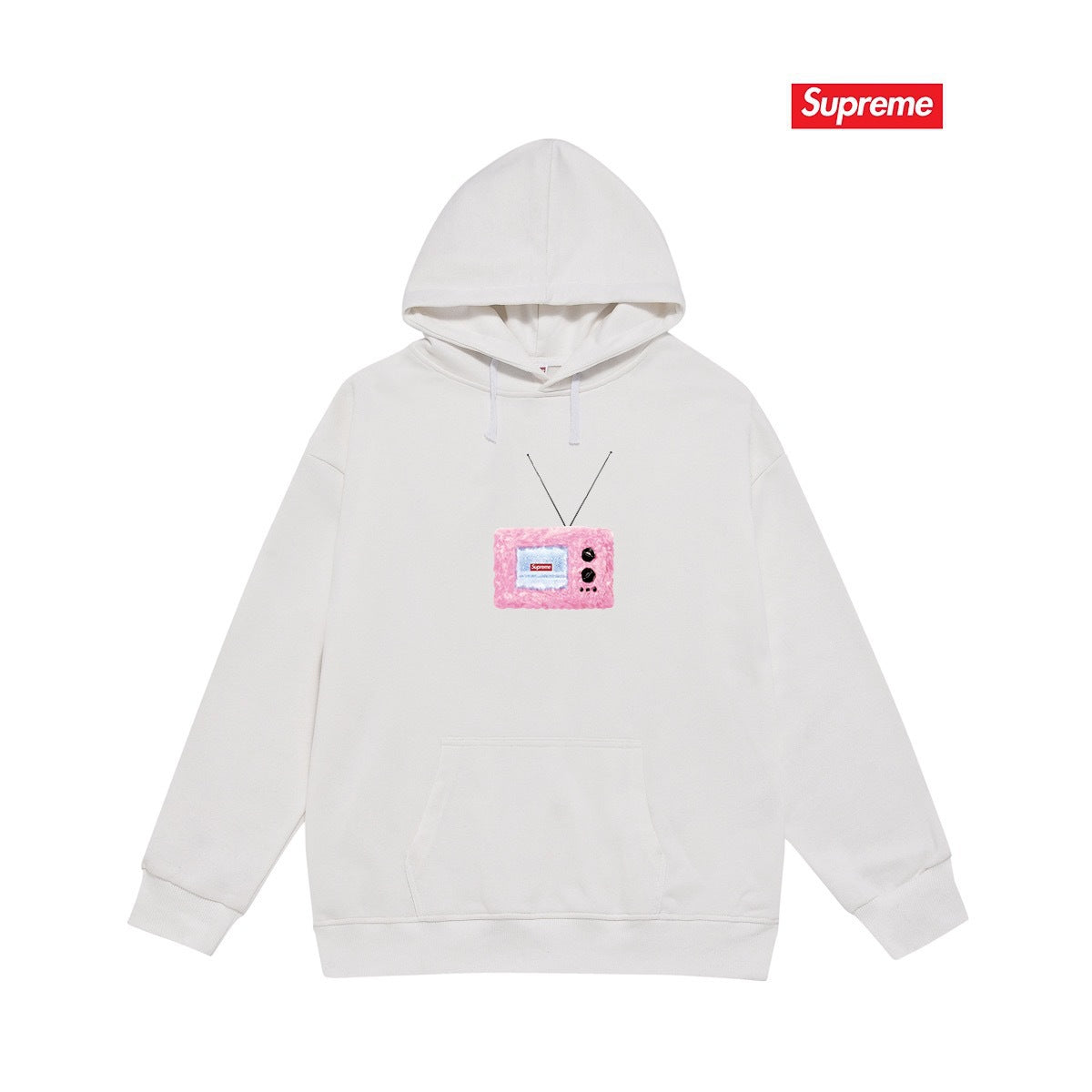 Supreme TV Logo Hoodie – White