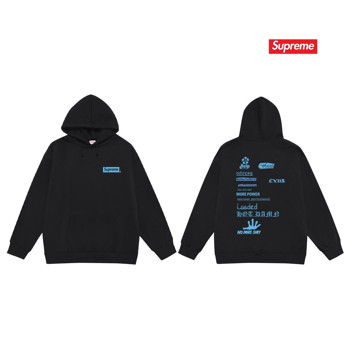 Supreme Multi-Text Hoodie – Black