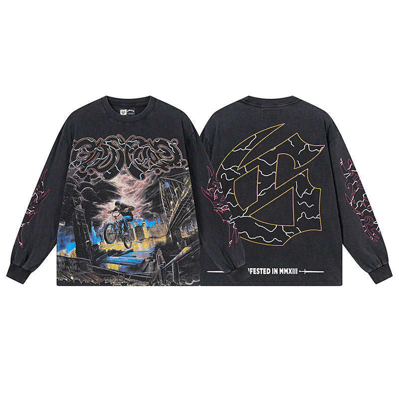Godspeed BMX Rider Graphic Black Long Sleeve Tee