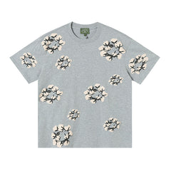 Denim Tears Light Grey Oversized All Over Beige Flower Wreath  TOP